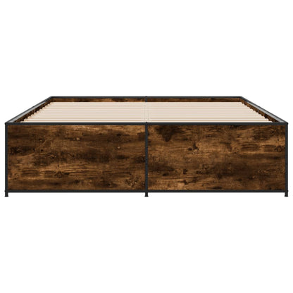 Bed Frame without Mattress Smoked Oak 140x200 cm