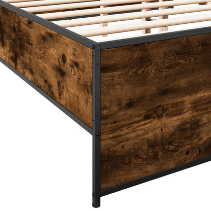 Bed Frame without Mattress Smoked Oak 140x200 cm