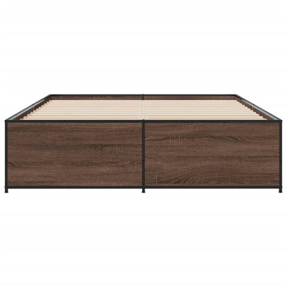 Bed Frame without Mattress Brown Oak 140x200 cm