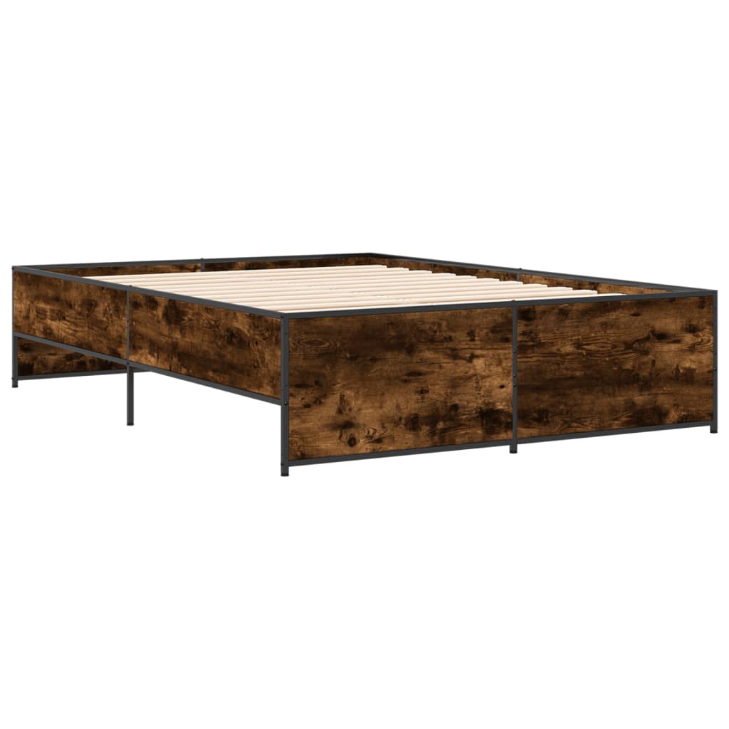 Bed Frame without Mattress Smoked Oak 120x200 cm