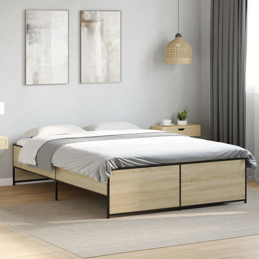 Bed Frame without Mattress Sonoma Oak 140x190 cm