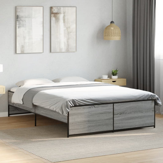 Bed Frame without Mattress Grey Sonoma 140x190 cm