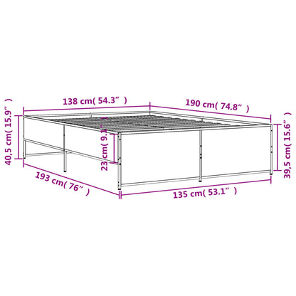 Bed Frame without Mattress Brown Oak 135x190 cm Double