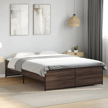 Bed Frame without Mattress Brown Oak 135x190 cm Double