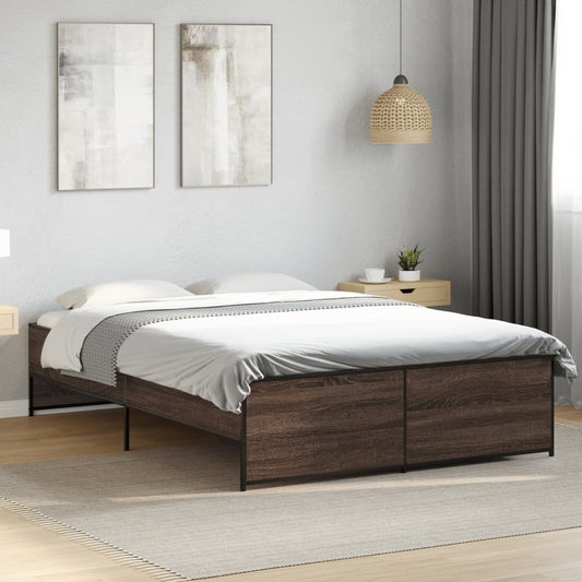 Bed Frame without Mattress Brown Oak 135x190 cm Double