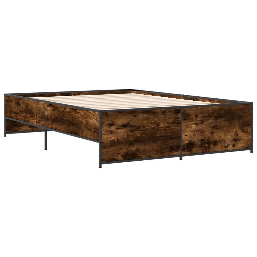 Bed Frame without Mattress Smoked Oak 120x190 cm Small Double