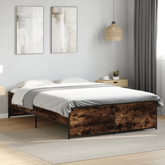 Bed Frame without Mattress Smoked Oak 120x190 cm Small Double