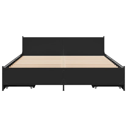 Bed Frame with Drawers without Mattress Black 150x200 cm King Size
