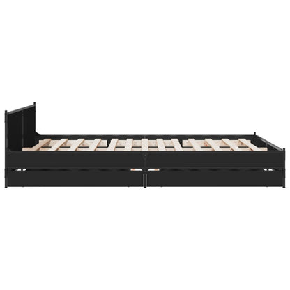 Bed Frame with Drawers without Mattress Black 150x200 cm King Size