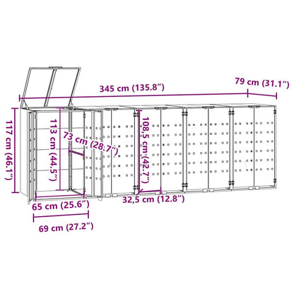 Wheelie Bin Storage for 5 Bins Anthracite 345x79x117 cm Steel