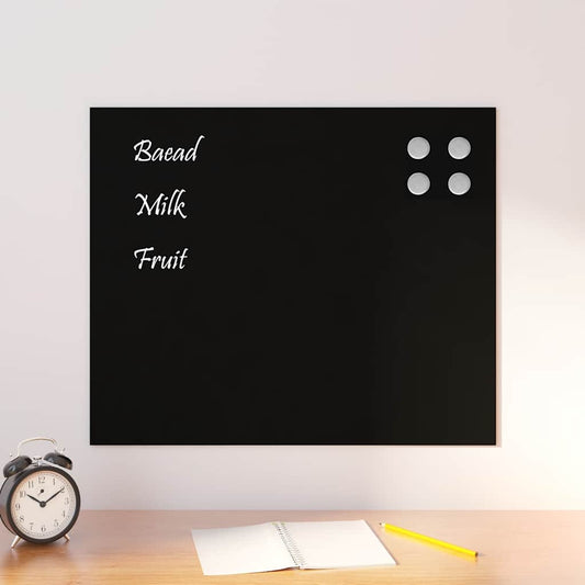 Wall-mounted Magnetic Board Black 60x50 cm Tempered Glass