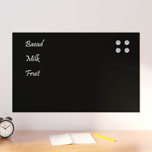 Wall-mounted Magnetic Board Black 80x50 cm Tempered Glass