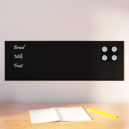 Wall-mounted Magnetic Board Black 60x20 cm Tempered Glass