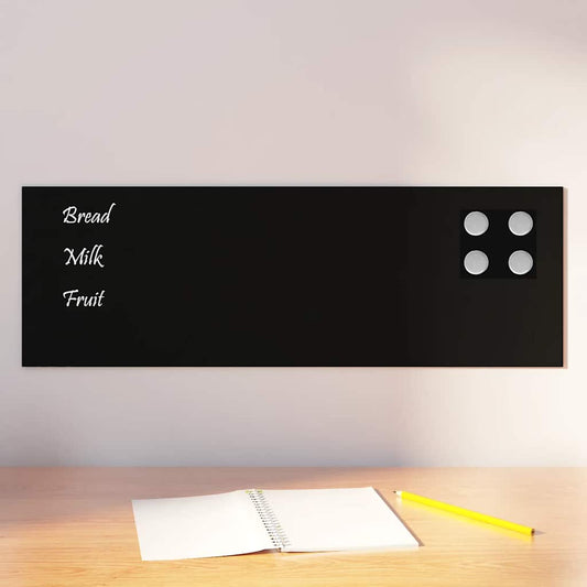 Wall-mounted Magnetic Board Black 60x20 cm Tempered Glass