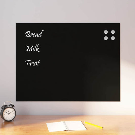 Wall-mounted Magnetic Board Black 80x60 cm Tempered Glass