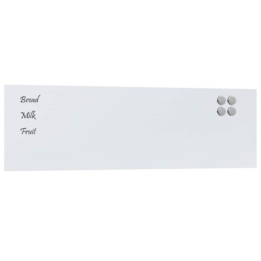 Wall-mounted Magnetic Board White 100x30 cm Tempered Glass