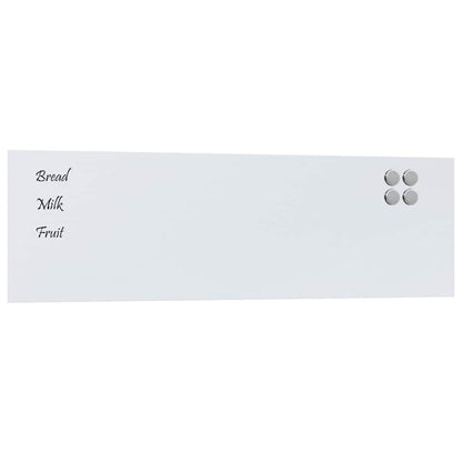 Wall-mounted Magnetic Board White 100x30 cm Tempered Glass