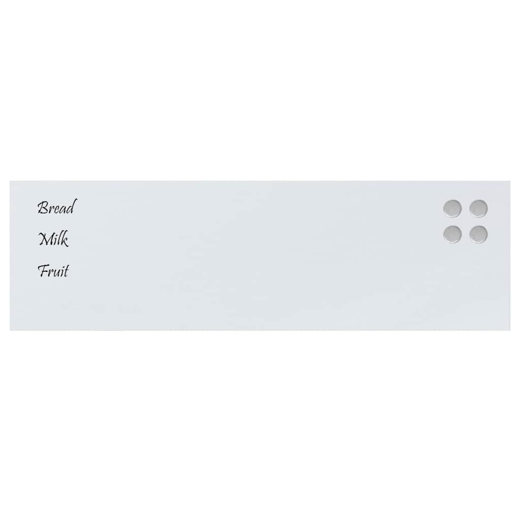 Wall-mounted Magnetic Board White 100x30 cm Tempered Glass