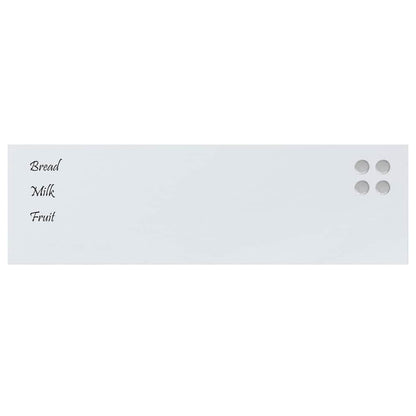 Wall-mounted Magnetic Board White 100x30 cm Tempered Glass
