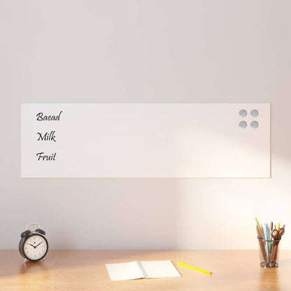 Wall-mounted Magnetic Board White 100x30 cm Tempered Glass