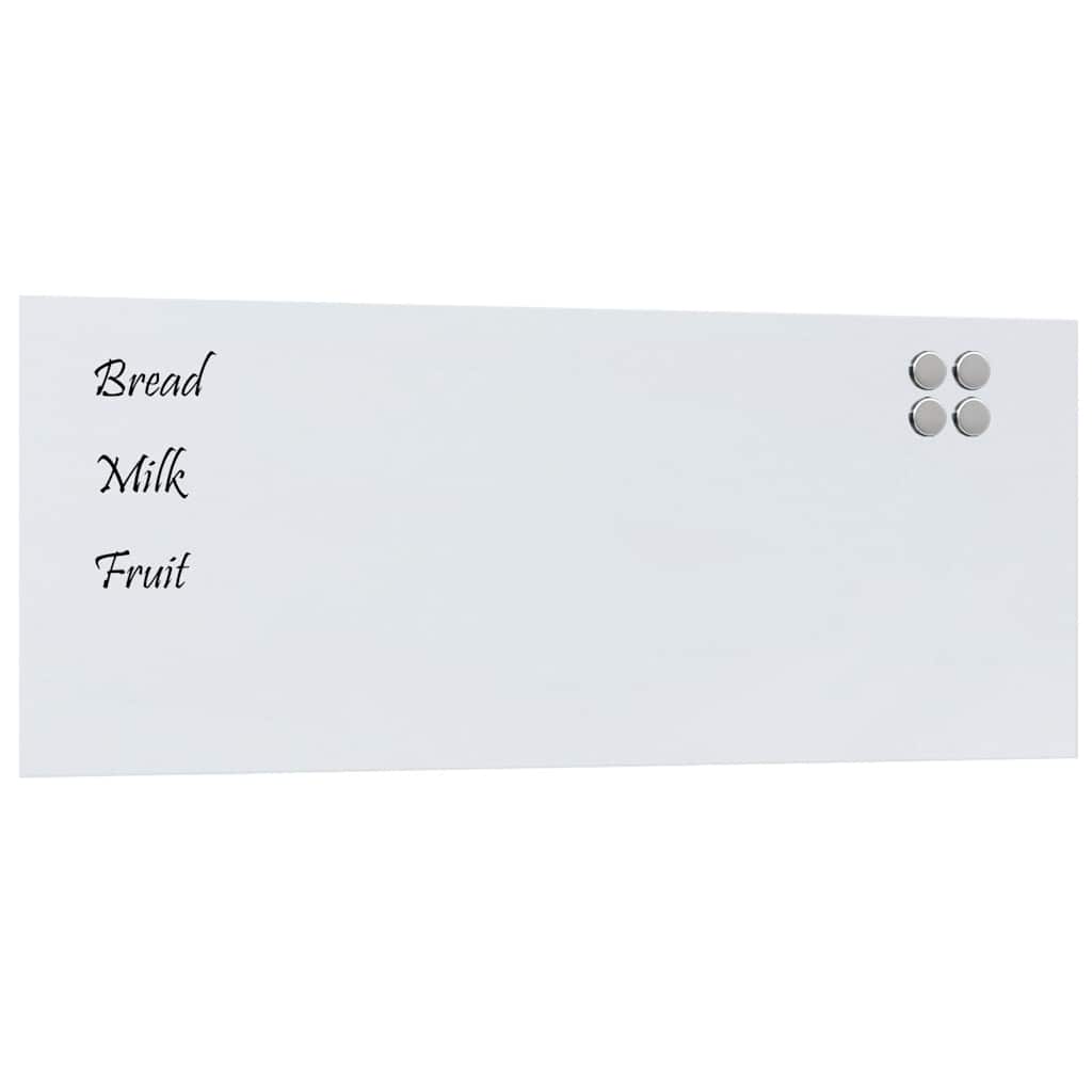 Wall-mounted Magnetic Board White 100x40 cm Tempered Glass