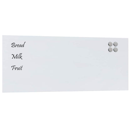 Wall-mounted Magnetic Board White 100x40 cm Tempered Glass