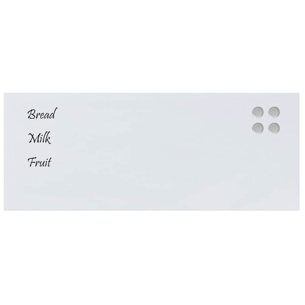 Wall-mounted Magnetic Board White 100x40 cm Tempered Glass