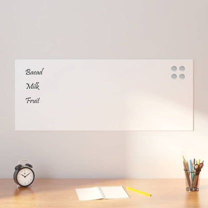 Wall-mounted Magnetic Board White 100x40 cm Tempered Glass