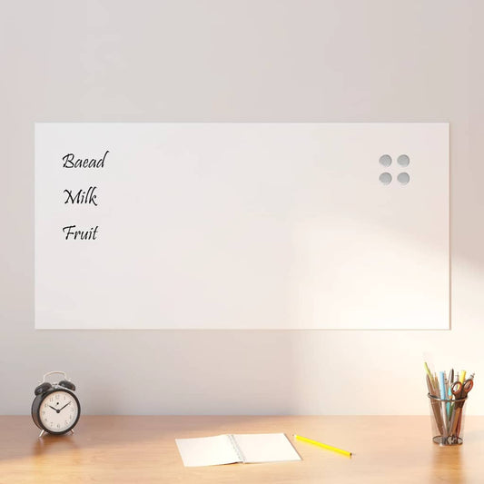 Wall-mounted Magnetic Board White 100x50 cm Tempered Glass