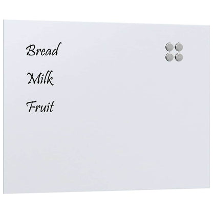 Wall-mounted Magnetic Board White 80x60 cm Tempered Glass