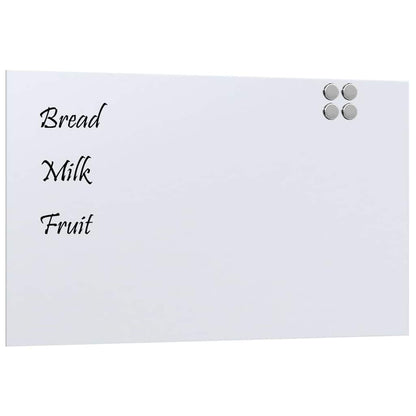 Wall-mounted Magnetic Board White 100x60 cm Tempered Glass
