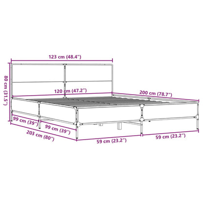 Bed Frame without Mattress Smoked Oak 120x200 cm