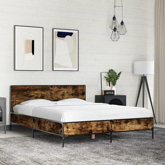 Bed Frame without Mattress Smoked Oak 120x200 cm
