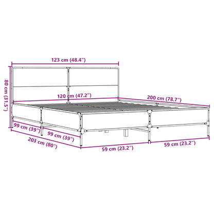 Bed Frame without Mattress Grey Sonoma 120x200 cm