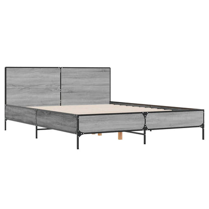 Bed Frame without Mattress Grey Sonoma 160x200 cm