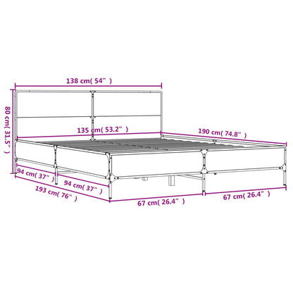 Bed Frame without Mattress Smoked Oak 135x190 cm Double