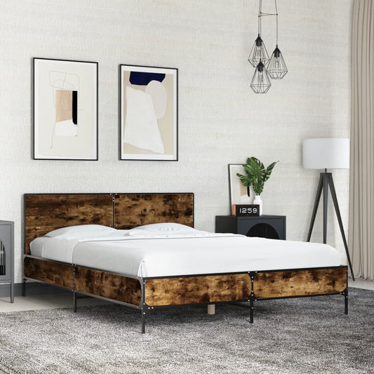 Bed Frame without Mattress Smoked Oak 135x190 cm Double