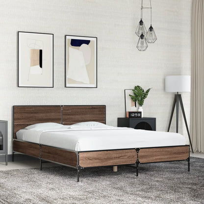 Bed Frame without Mattress Brown Oak 135x190 cm Double
