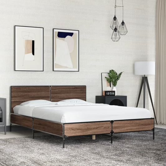 Bed Frame without Mattress Brown Oak 135x190 cm Double