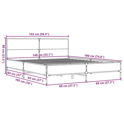 Bed Frame without Mattress Sonoma Oak 140x190 cm