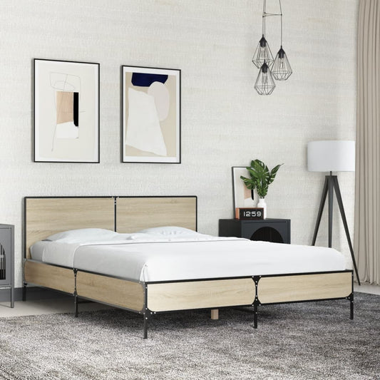 Bed Frame without Mattress Sonoma Oak 140x190 cm