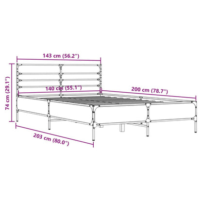 Bed Frame without Mattress Sonoma Oak 140x200 cm