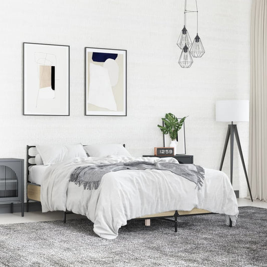 Bed Frame without Mattress Sonoma Oak 140x200 cm