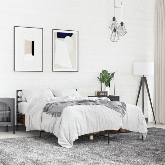 Bed Frame without Mattress Smoked Oak 140x200 cm