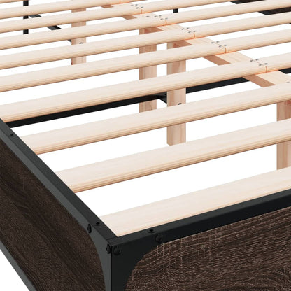 Bed Frame without Mattress Brown Oak 140x200 cm