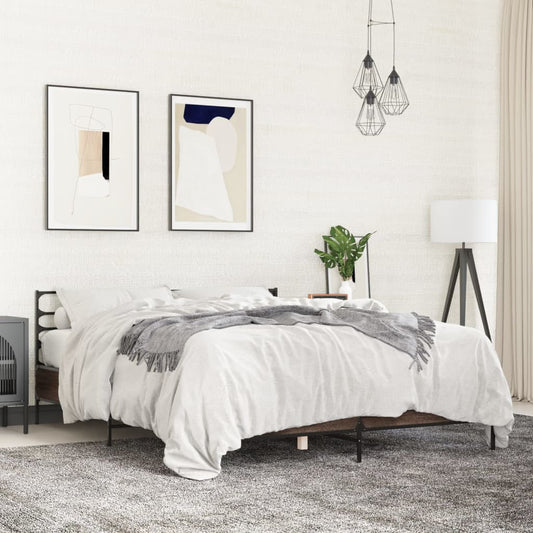 Bed Frame without Mattress Brown Oak 160x200 cm