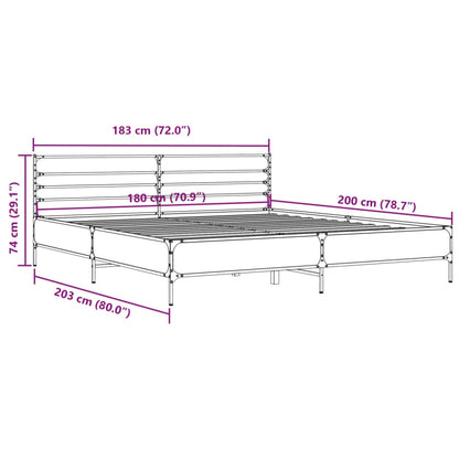 Bed Frame without Mattress Sonoma Oak 180x200 cm Super King