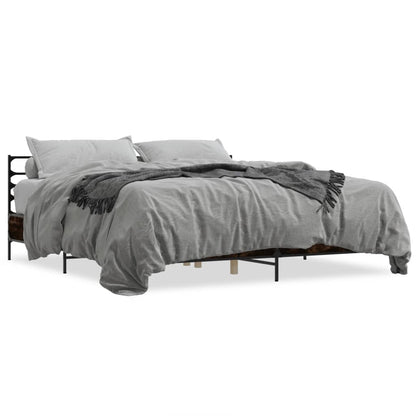 Bed Frame without Mattress Smoked Oak 180x200 cm Super King