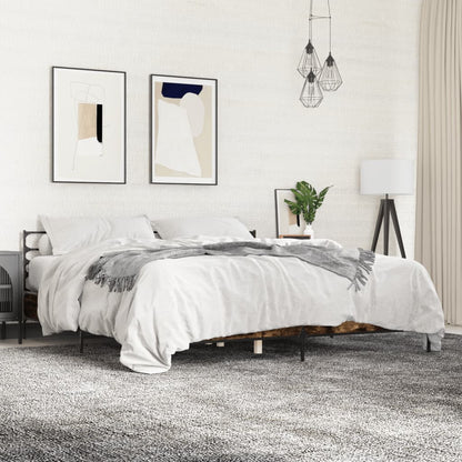 Bed Frame without Mattress Smoked Oak 180x200 cm Super King