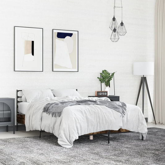 Bed Frame without Mattress Smoked Oak 120x190 cm Small Double